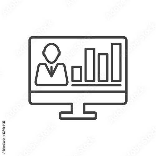 Business Man Online Graph Report Icon