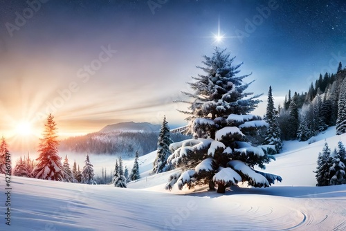 winter landscape with trees and snow generated by AI technology  © zaroosh