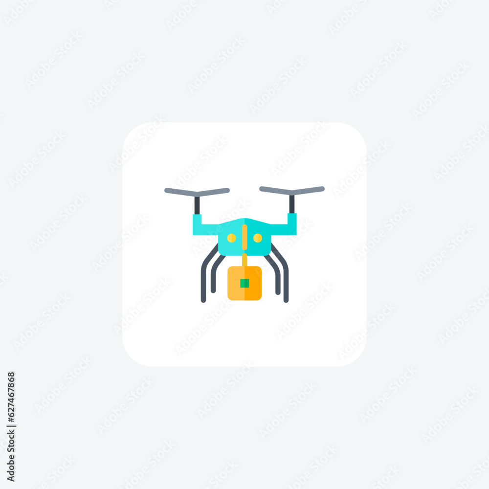 Drone, Quadcopter, Quadrotor Vector Flat Icon