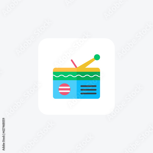 Radio, Broadcasting, Wireless, Music Vector Flat Icon
