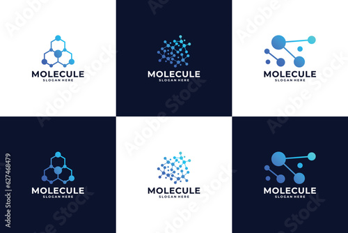Nanotechnology logo. Molecule logo, Atomic structure logo design collection.