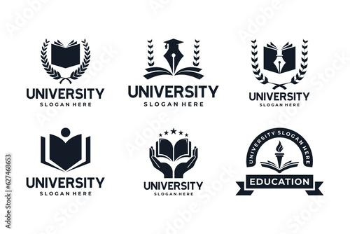 Collection of University, Academy and School logo design badge.