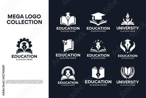 Collection of School and university logo design badge.