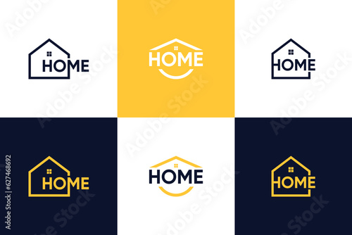 Set of word mark home logo design.