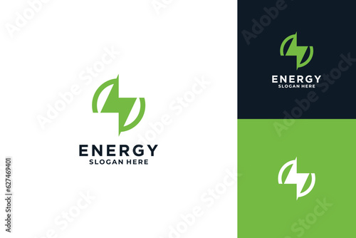 Green energy logo design with creative concept.