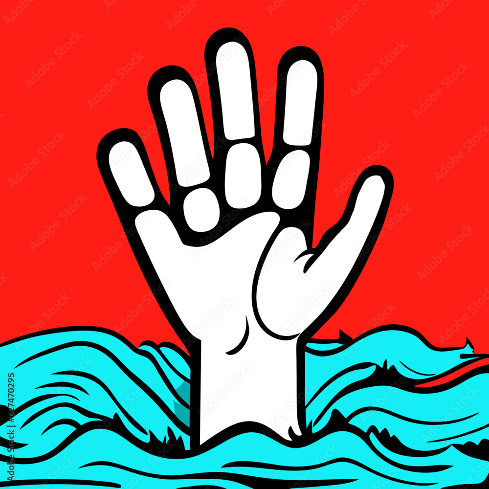 Obraz premium drowning hand in the sea