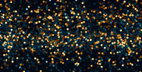 abstract background with Dark blue and gold particle. Christmas Golden light shine particles bokeh on navy blue background. Gold foil texture. Holiday concept.  digital ai