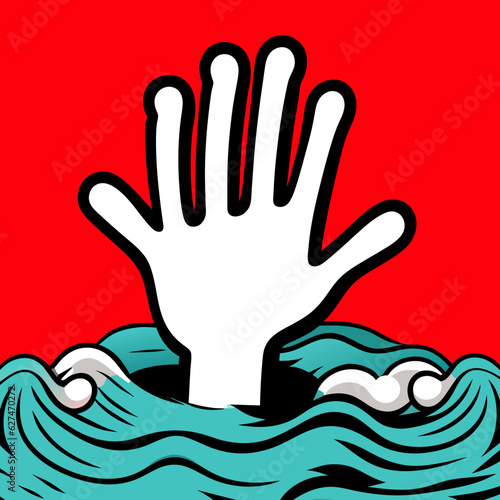 drowning hand in the sea