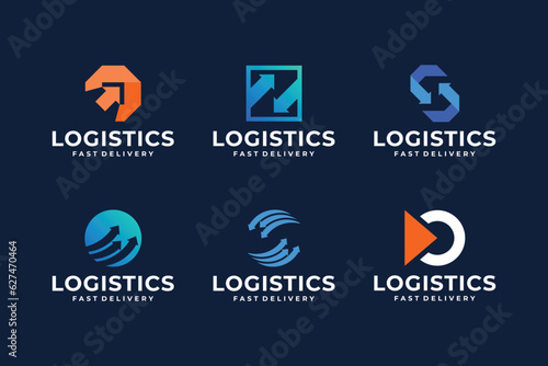 Collection of logistic logo design template.