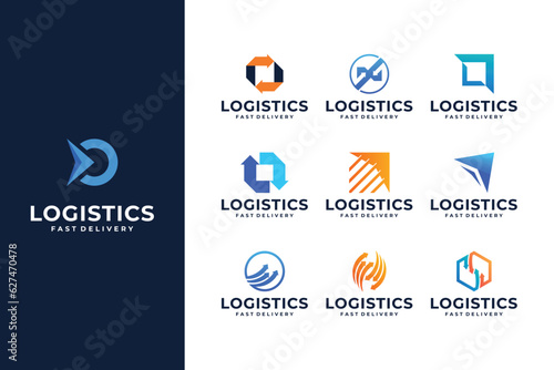 Logistic logo design. Creative delivery logo design collection.