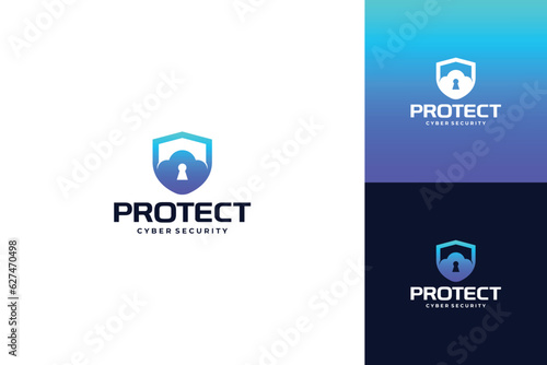 Digital shield Data and network protection logo design