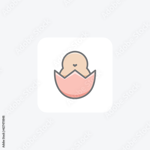 Cute Chick, Egg, Easter Vector Awesome Icon