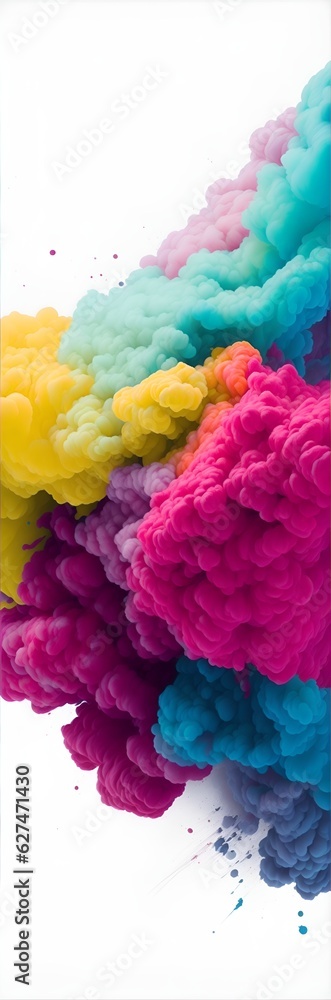 Obraz premium colorful rainbow holi paint color powder explosion isolated on white. Generative AI, Generative, AI