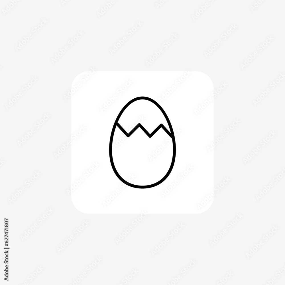 Cracked Egg, Easter Vector Line Icon Cracked Egg, Easter Vector Line Icon