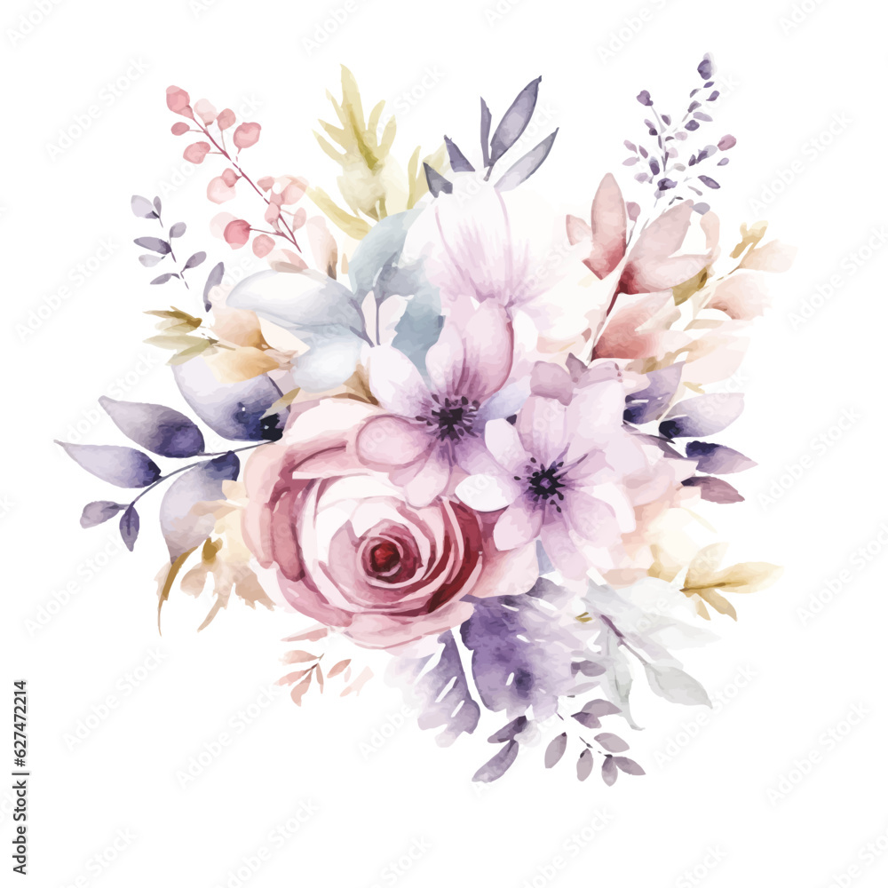 Soft Pastel Floral Clipart with Fairy Elements