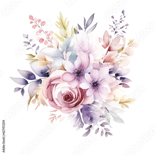 Soft Pastel Floral Clipart with Fairy Elements © Finkha