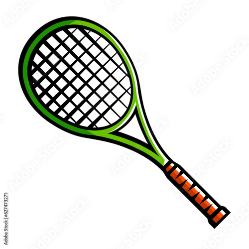 Tennis racket illustration. Sport club item or symbol.