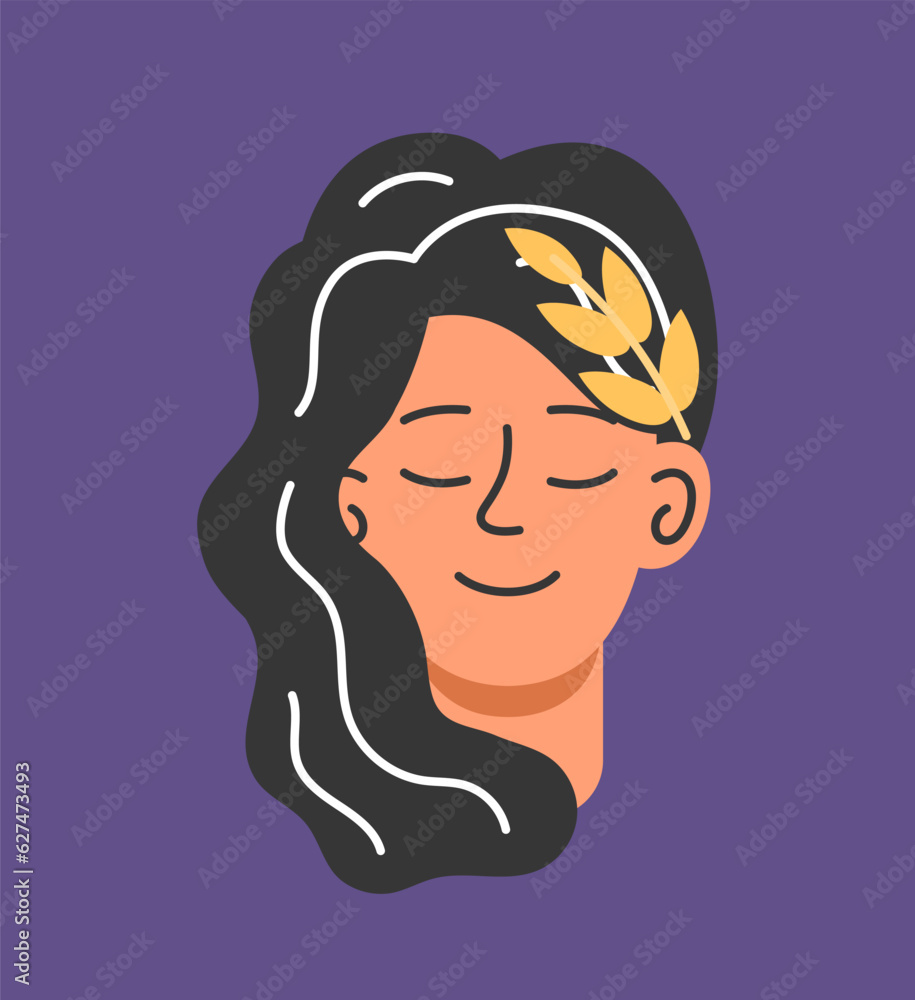 Astrological zodiac Virgin sign concept. Mysticism and esotericism, occultism. Spirit and symbol. Template, layout and mock up. Cartoon flat vector illustration isolated on violet background