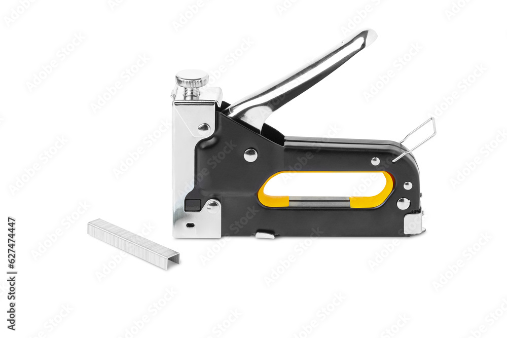 Iron construction stapler and staples isolated on a transparent background Iron construction stapler and staples isolated on a transparent background