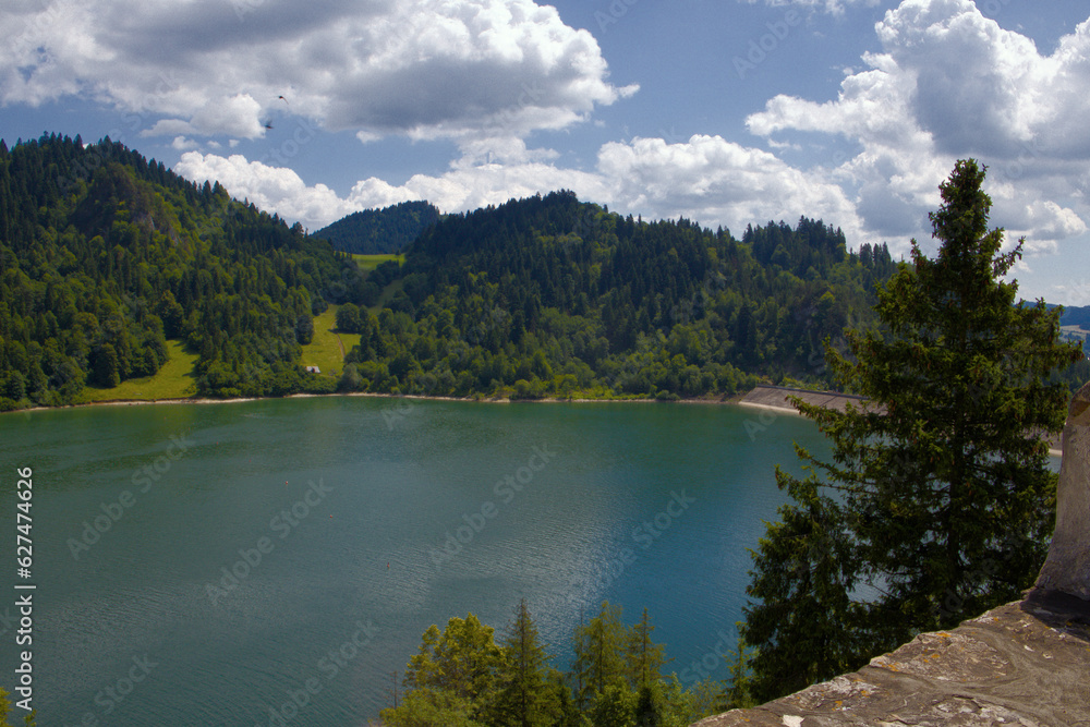Dunajec River surrounded by green forest and hills