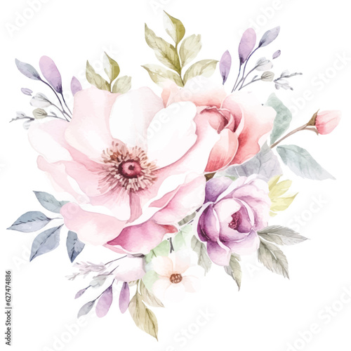 Watercolor Fairy Floral Arrangements  Delicate Clipart in Soft Pastel Colors