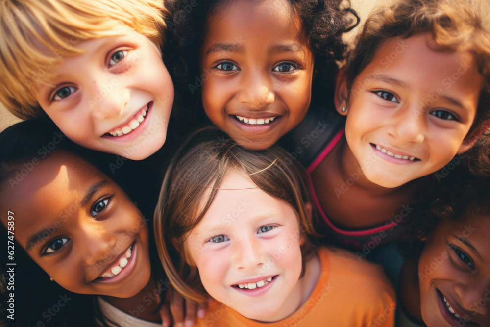 Group of cheerful happy multiethnic children outdoors Group of cheerful happy multiethnic children outdoors