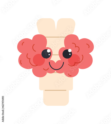Cute human thyroid gland concept. Biology, anatomy and physiology. Educational materials and infographics. Template, layout and mock up. Cartoon flat vector illustration isolated on white background