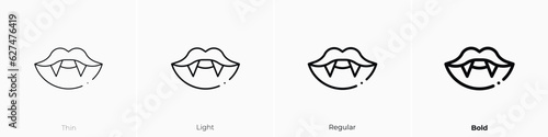 fangs icon. Thin  Light  Regular And Bold style design isolated on white background