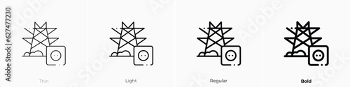 electricity icon. Thin, Light, Regular And Bold style design isolated on white background