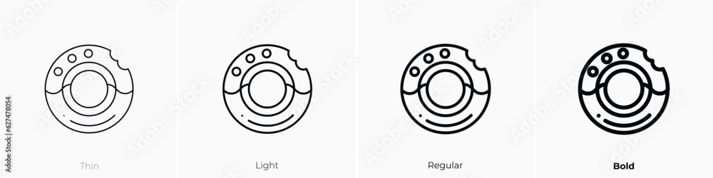 donut icon. Thin, Light, Regular And Bold style design isolated on ...