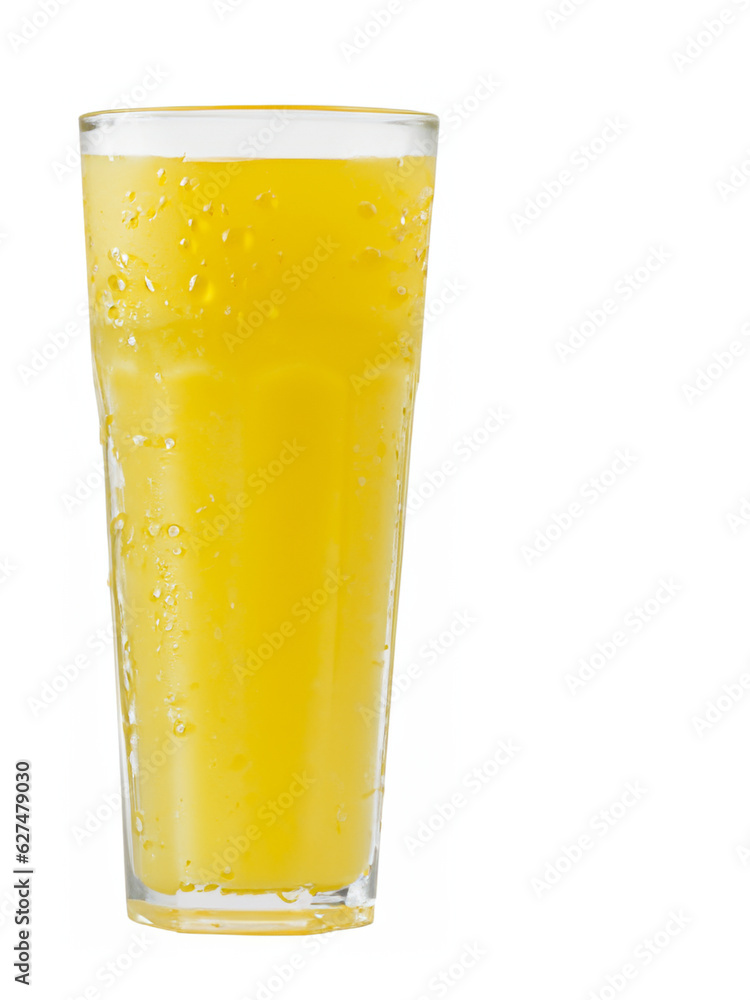 single glass of orange juice isolated on white background