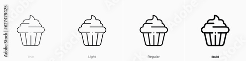 cupcake icon. Thin  Light  Regular And Bold style design isolated on white background