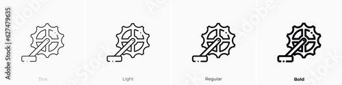 crankset icon. Thin  Light  Regular And Bold style design isolated on white background