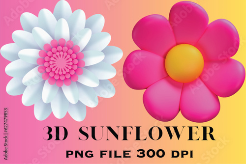 3d sunflower clipart