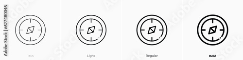 compass icon. Thin, Light, Regular And Bold style design isolated on white background