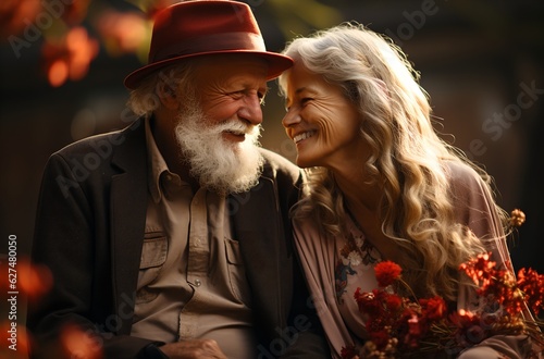 Happy elderly couple, generative AI