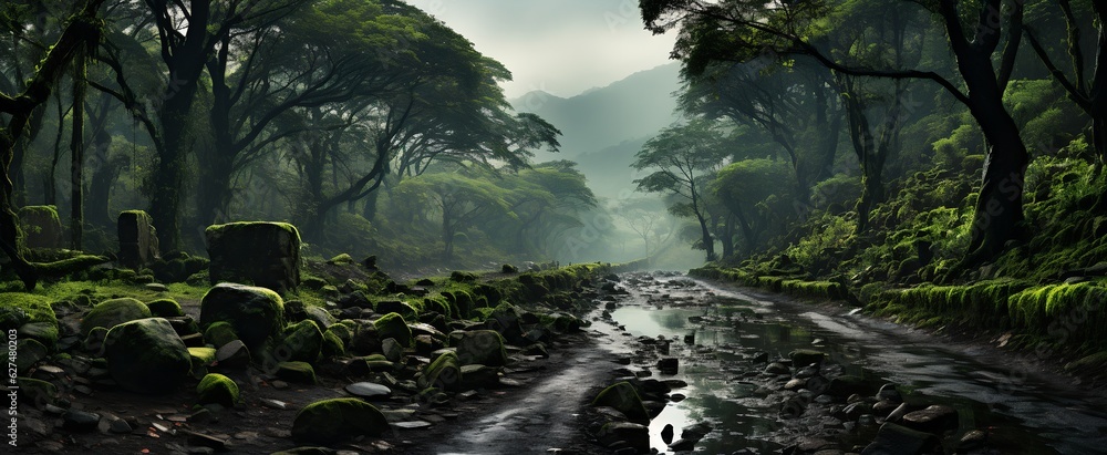 Naklejka premium Rainforest, generative ai