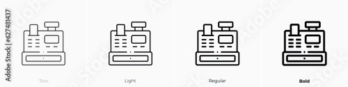 cash register icon. Thin, Light, Regular And Bold style design isolated on white background photo