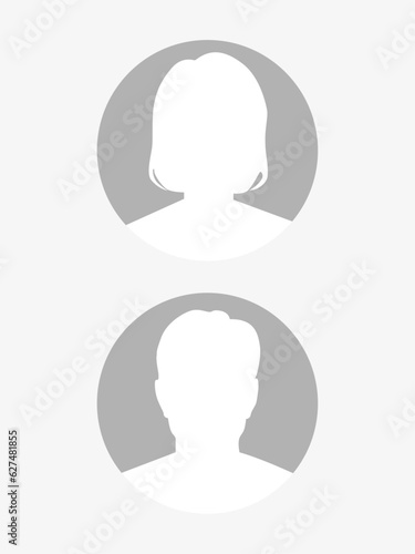 Vector flat illustration. Man and woman icon. Avatar, user profile, person icon, gender neutral silhouette, profile picture. Suitable for social media profiles, icons, screensavers and as a template.