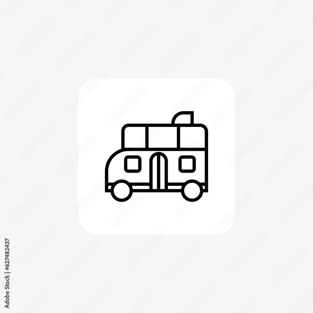 Travler Van, Adventure, Travel Vector Line Icon Travler Van, Adventure, Travel Vector Line Icon