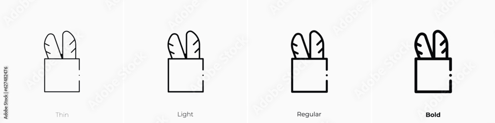 bread icon. Thin, Light, Regular And Bold style design isolated on white background