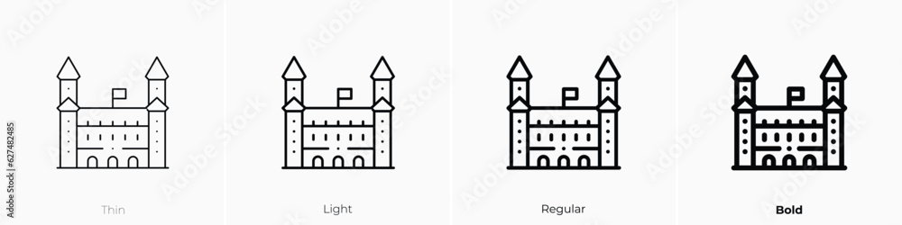 bratislava castle icon. Thin, Light, Regular And Bold style design isolated on white background