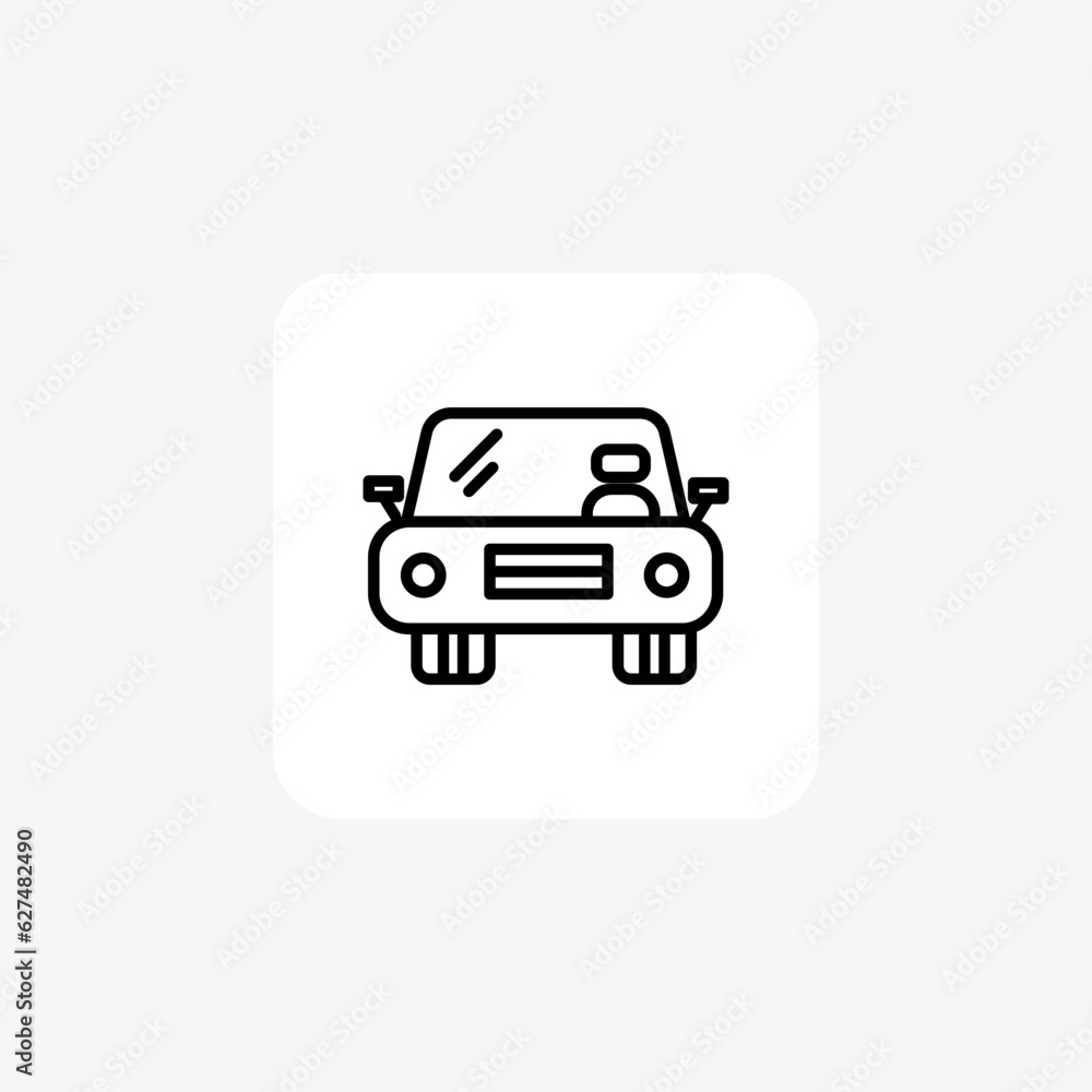 Man In Car, Driving, Commute Vector Line Icon