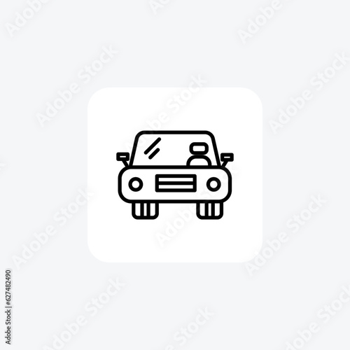 Man In Car  Driving  Commute Vector Line Icon