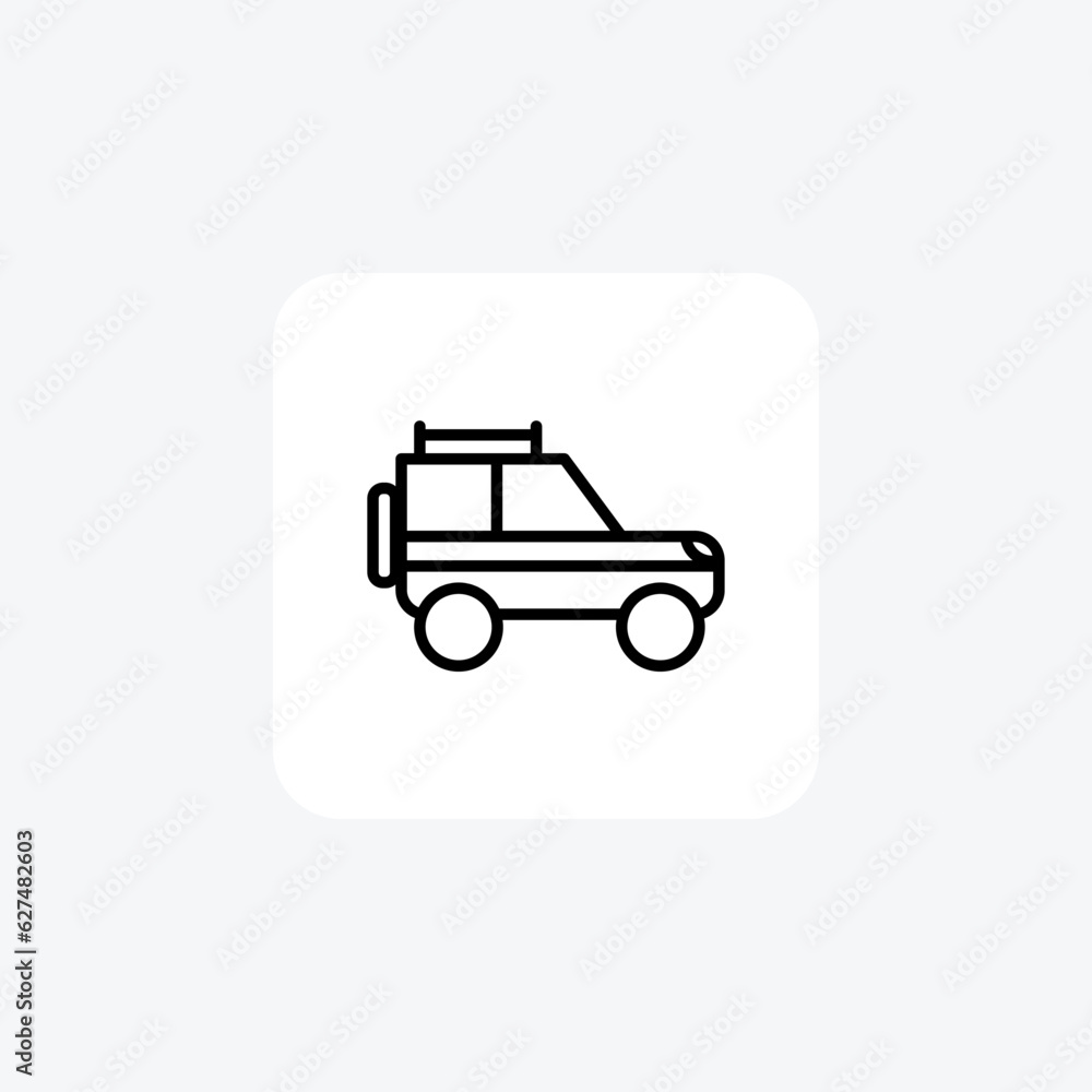 Jeep, Outdoor, Adventure Vector Line Icon