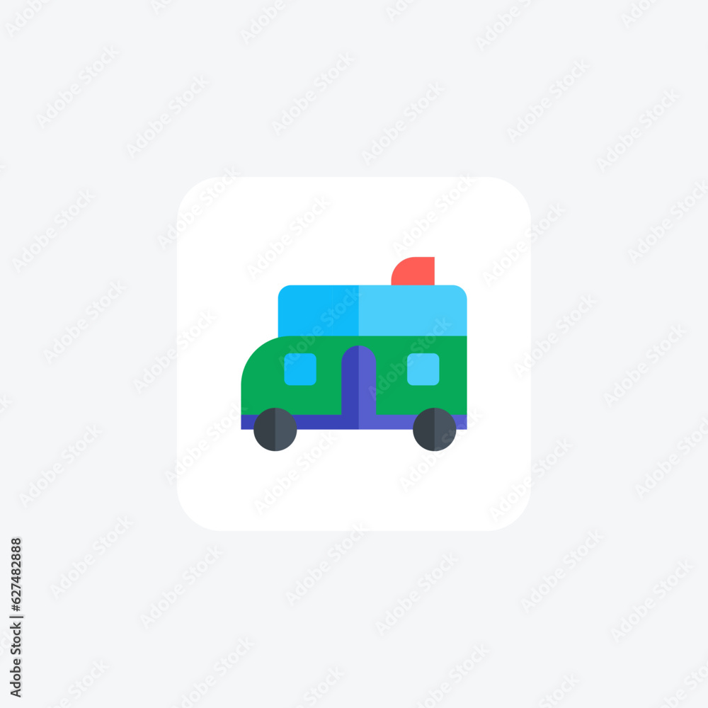 Travler Van, Adventure, Travel Vector Flat Icon Travler Van, Adventure, Travel Vector Flat Icon