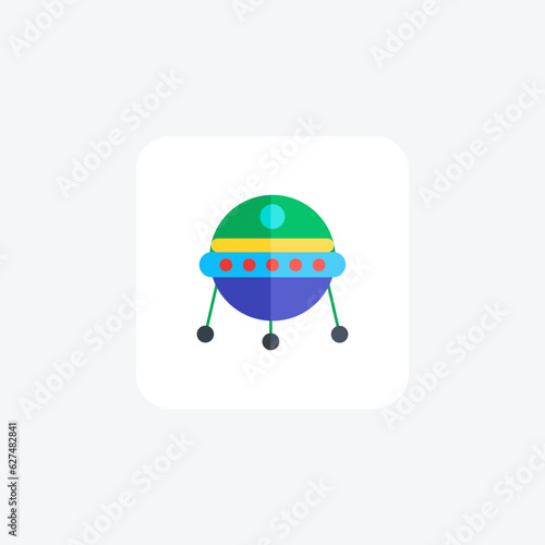 Ufo, Alient Ship Vector Flat Icon