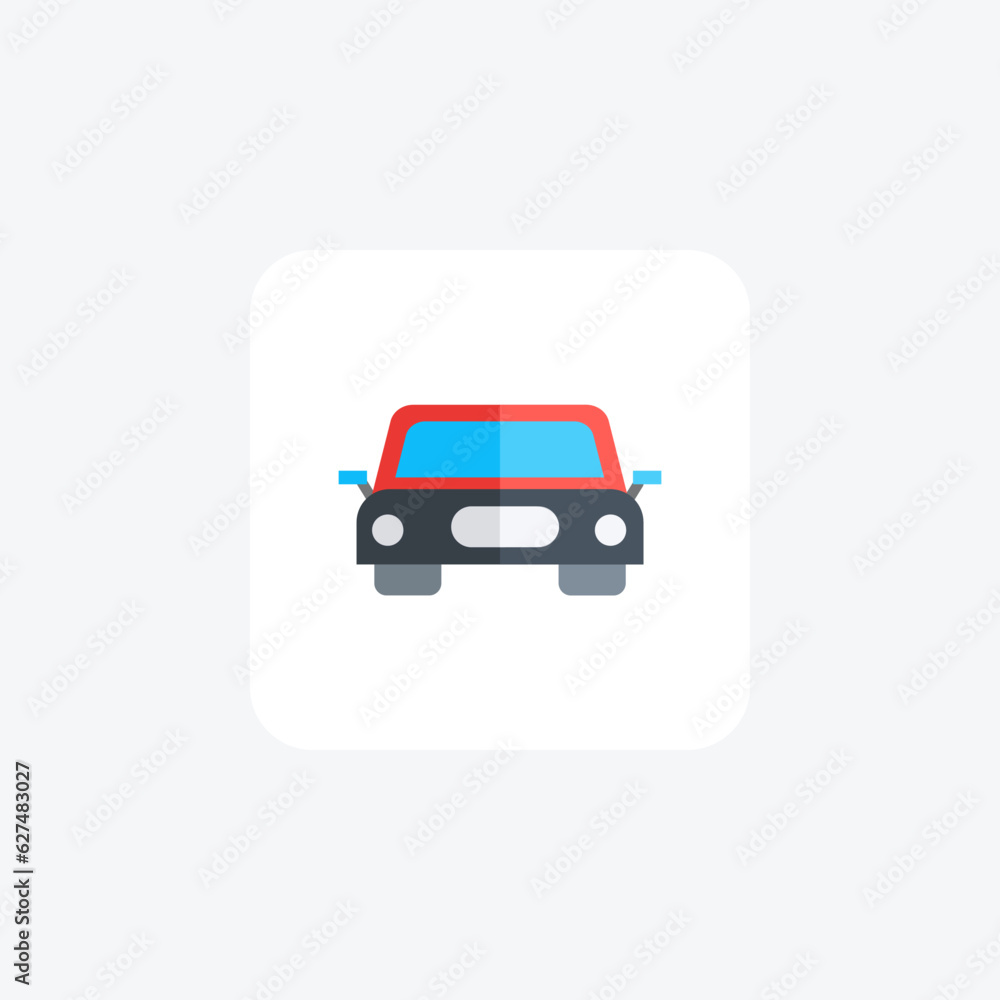Front View Of Car, Vehicle Vector Flat Icon