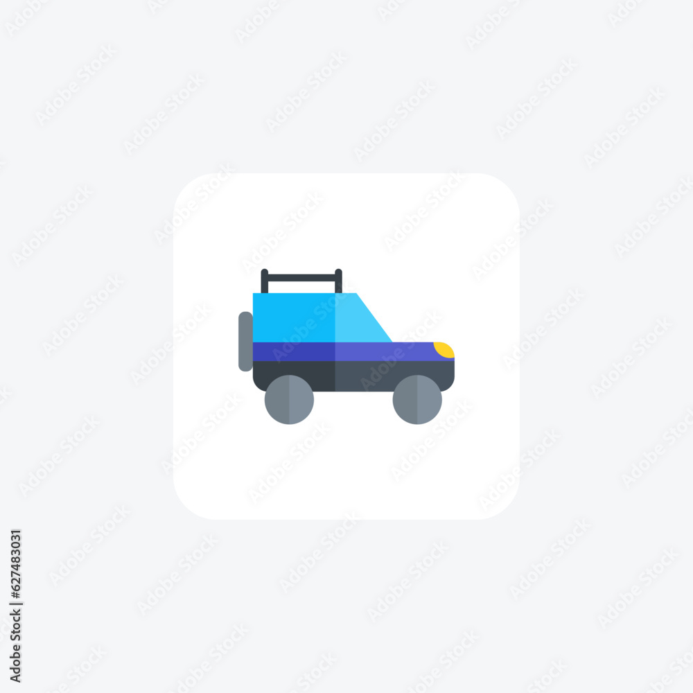 Jeep, Outdoor, Adventure Vector Flat Icon Jeep, Outdoor, Adventure Vector Flat Icon