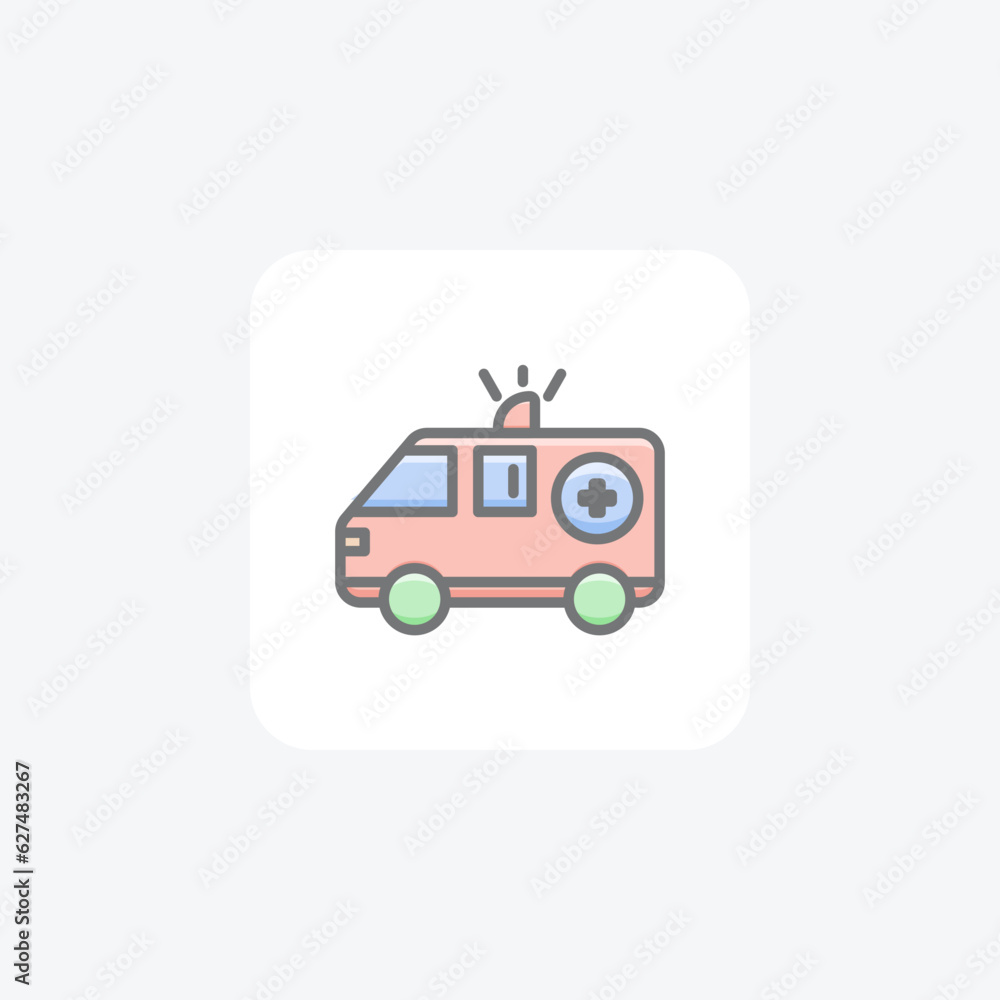 Ambulance, Emergency, Medical Vector Awesome Fill Icon